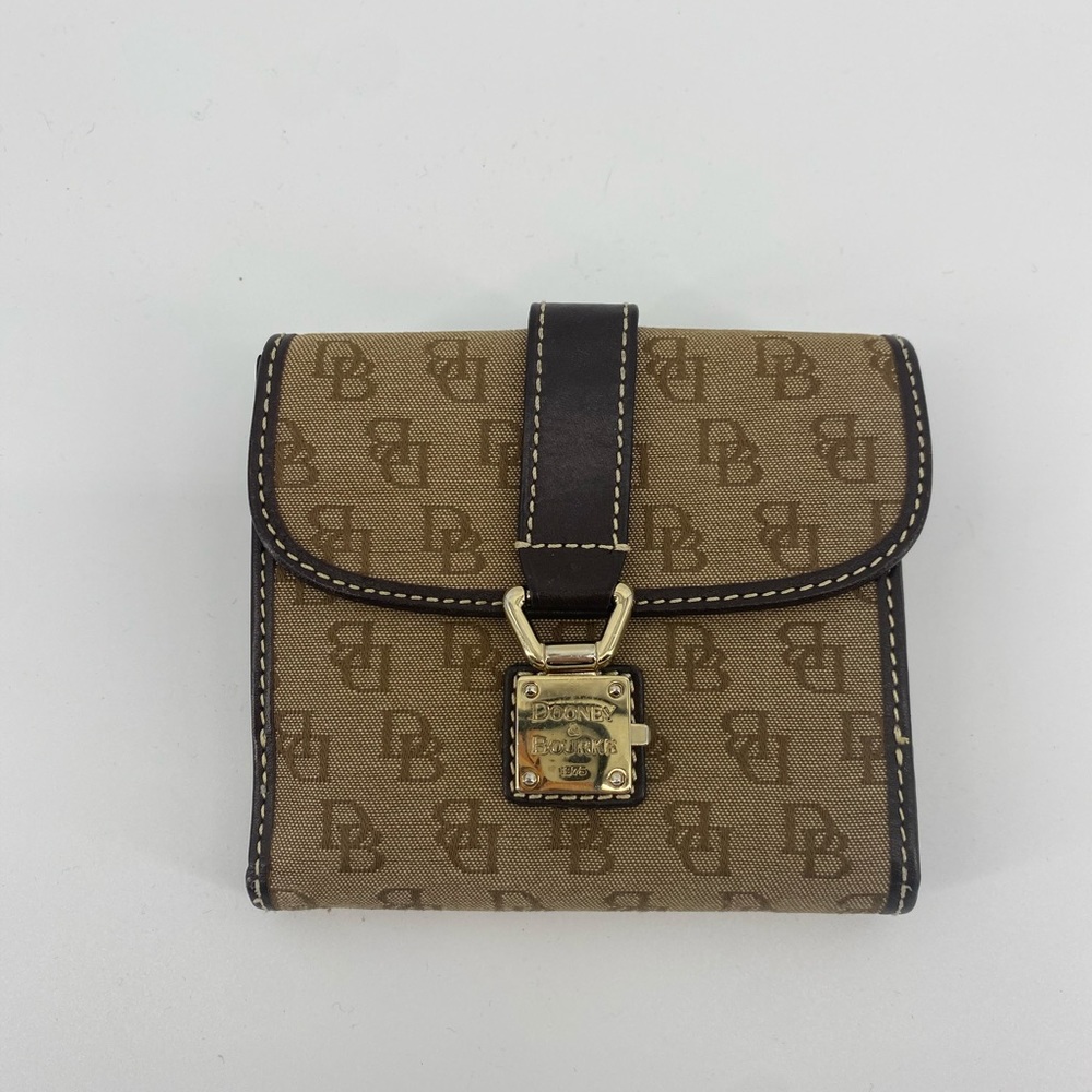 Dooney & Bourke Khaki/Brown Signature Lock Wallet